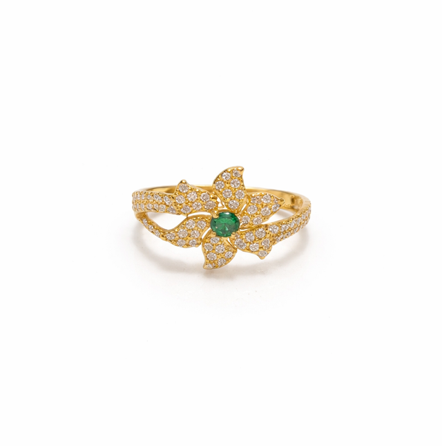Green Flower Ring 22KT 2.3 G