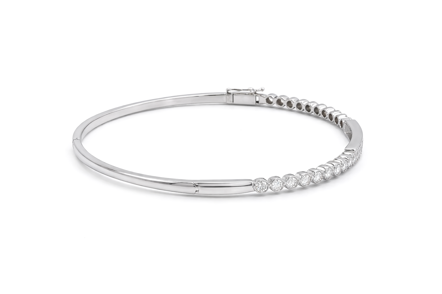 Diamond Bangles 18 KT GW- 9.8 G   NW-9.59 G   CVD-1.03 CTS  VVS