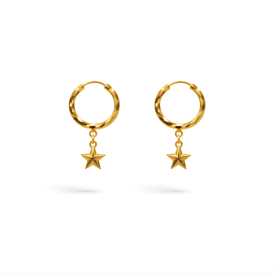 Star Hoop Earrings 22KT 1.2 G