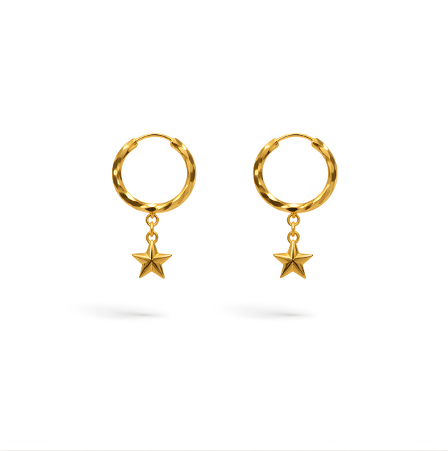 Star Hoop Earrings 22KT 1.2 G