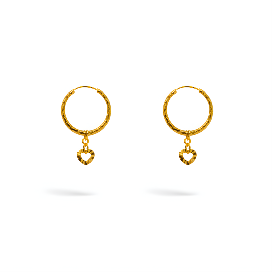 Heart Hoop Earrings 22KT 1.2 G
