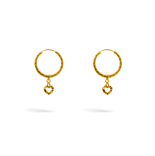 Heart Hoop Earrings 22KT 1.2 G