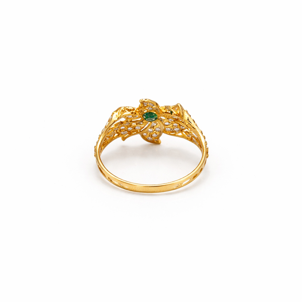 Green Flower Ring 22KT 2.3 G
