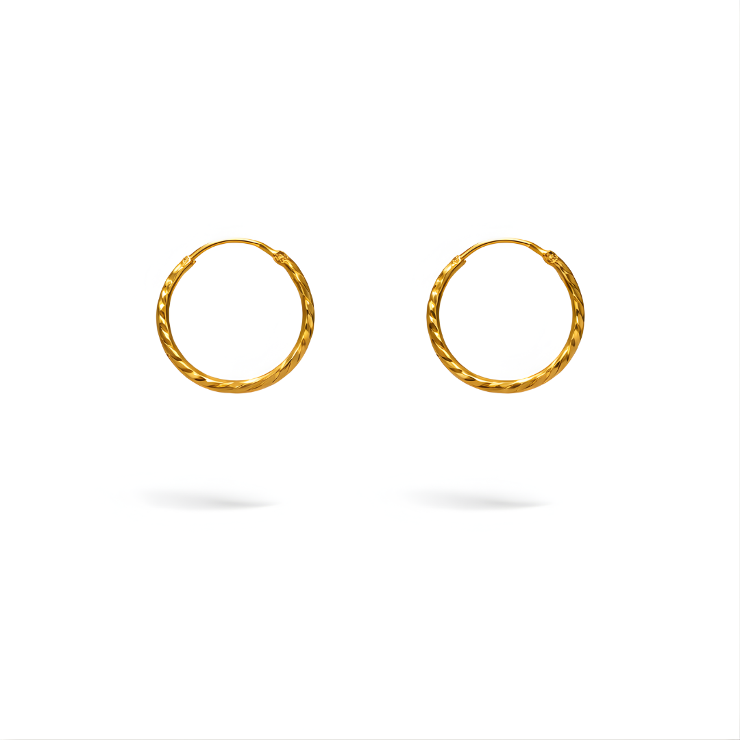 Gold Hoop Earrings 22KT 1.4 G