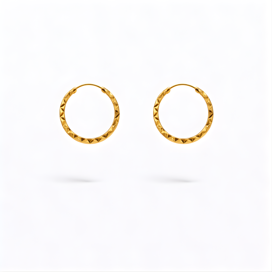Gold Hoop Earrings 22 KT  2.3 G