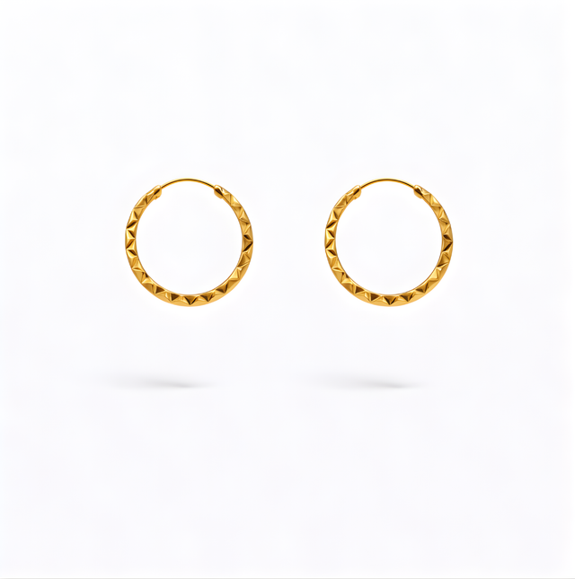 Gold Hoop Earrings 22 KT  2.3 G