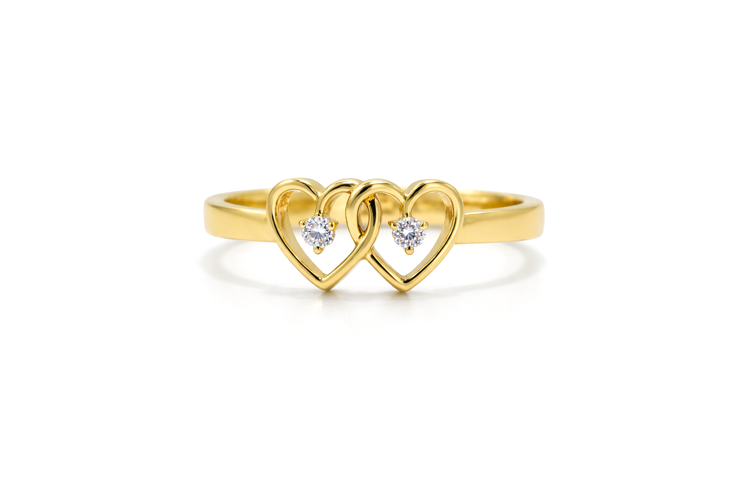 Diamond Gold heart Ring 18 KT  GW-3.69 G   NW-3.68 G   CVD-0.06 CTS  VVS