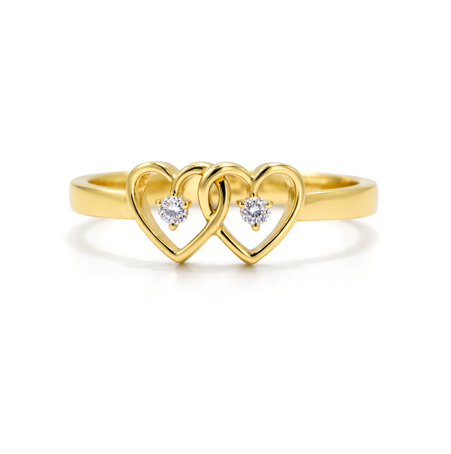 Diamond Gold heart Ring 18 KT  GW-3.69 G   NW-3.68 G   CVD-0.06 CTS  VVS