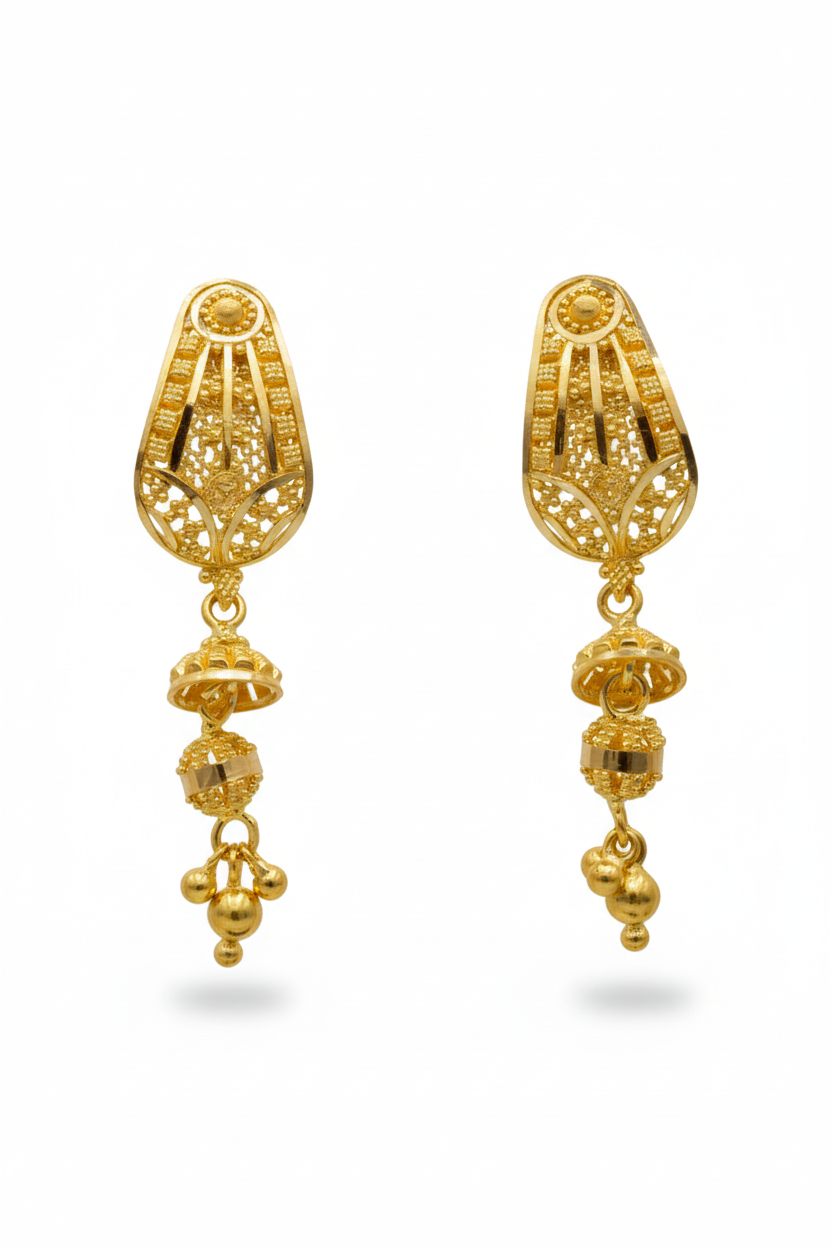 Gold Earrings 22 KT  2.3 G