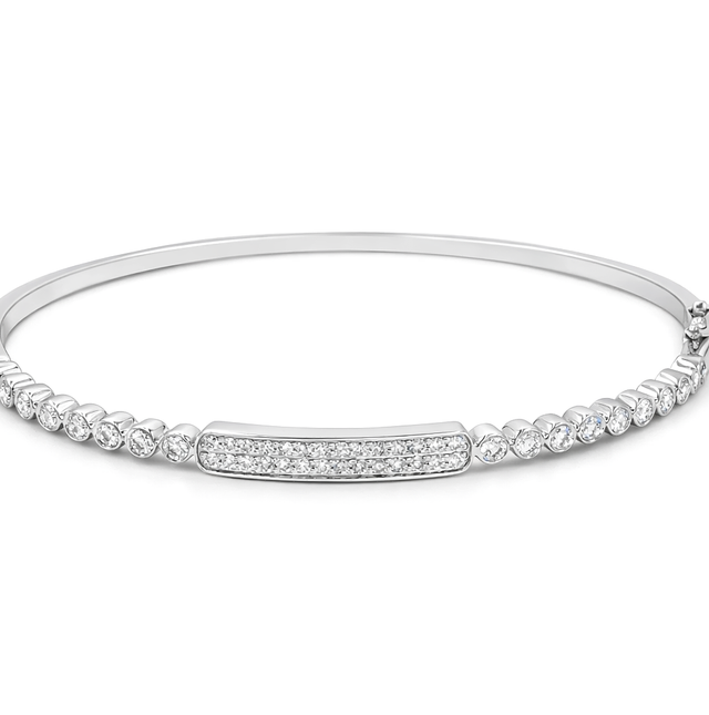Diamond Bangles 18 KT GW- 9.8 G   NW-9.59 G   CVD-1.03 CTS  VVS