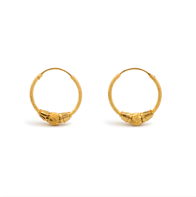 Gold Hoop Earrings 22 KT 3.6 G