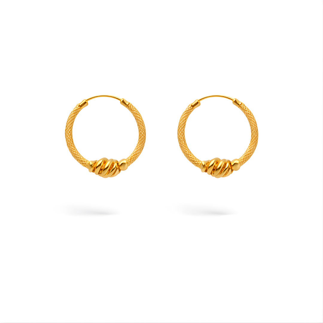 Gold Hoop Earrings 22KT 1.5 G