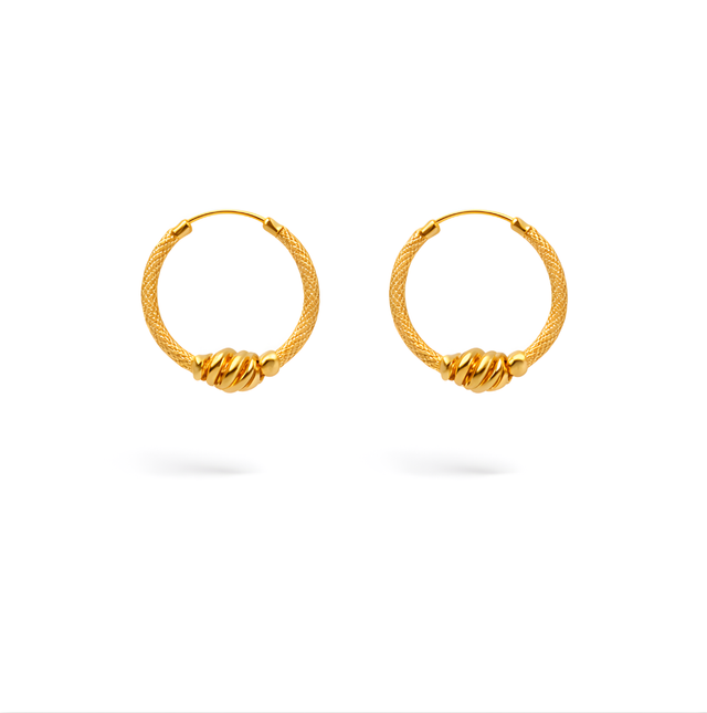Gold Hoop Earrings 22KT 1.5 G
