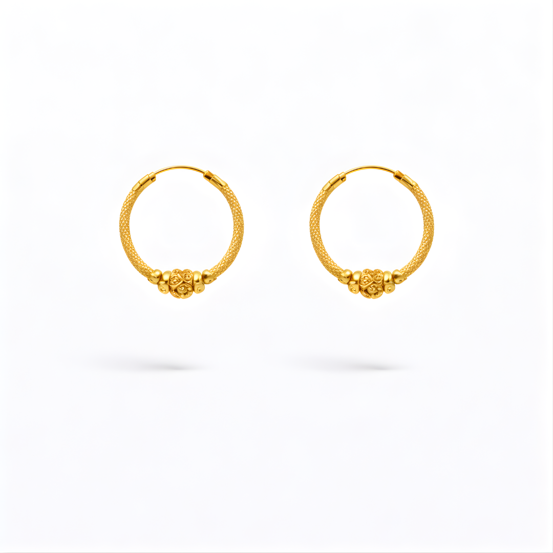 Gold Hoop Earrings 22KT 1.5 G