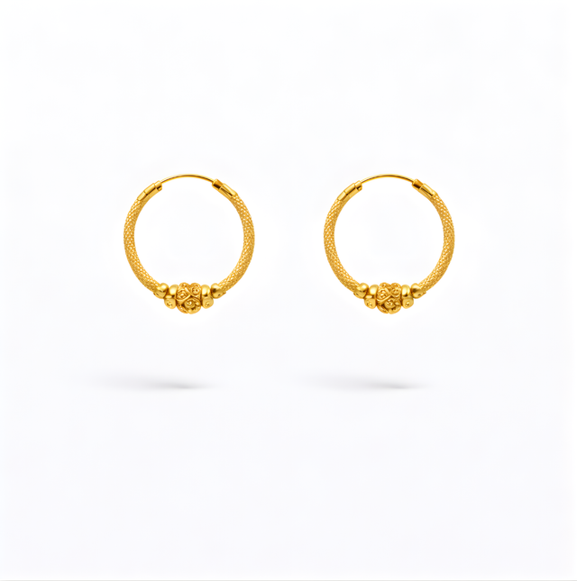 Gold Hoop Earrings 22KT 1.5 G