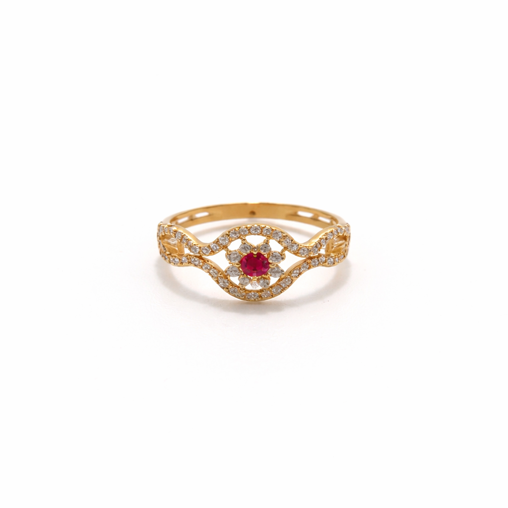 Gold Red Ring 22KT 1.5 G