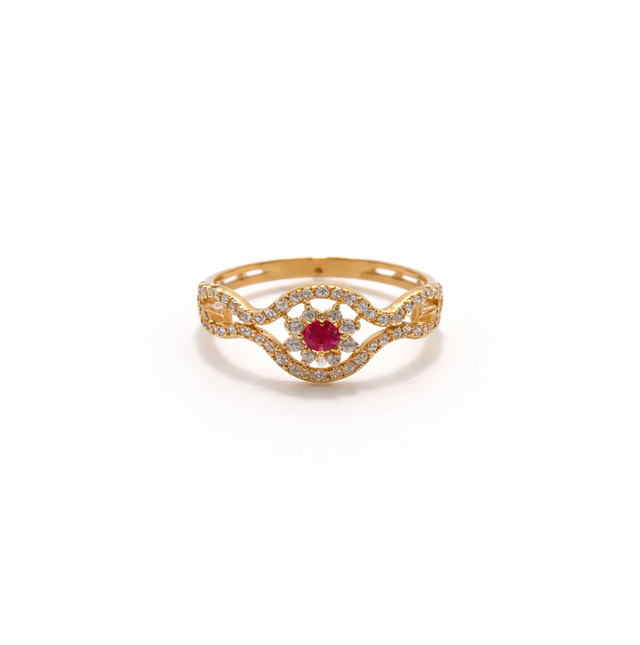 Gold Red Ring 22KT 1.5 G