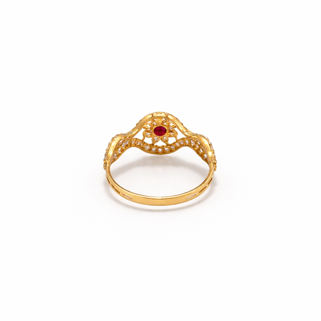 Gold Red Ring 22KT 1.5 G