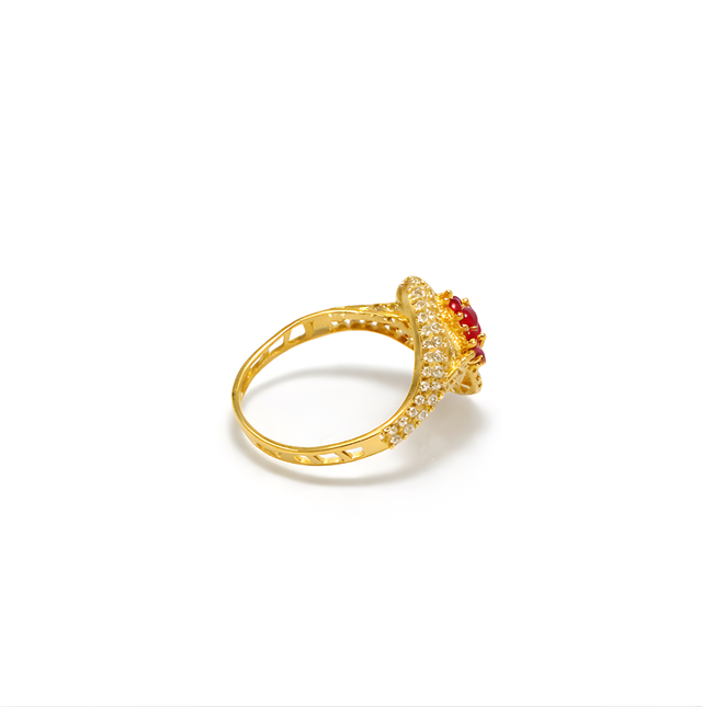 Gold Red Ring 22KT 1.6 G