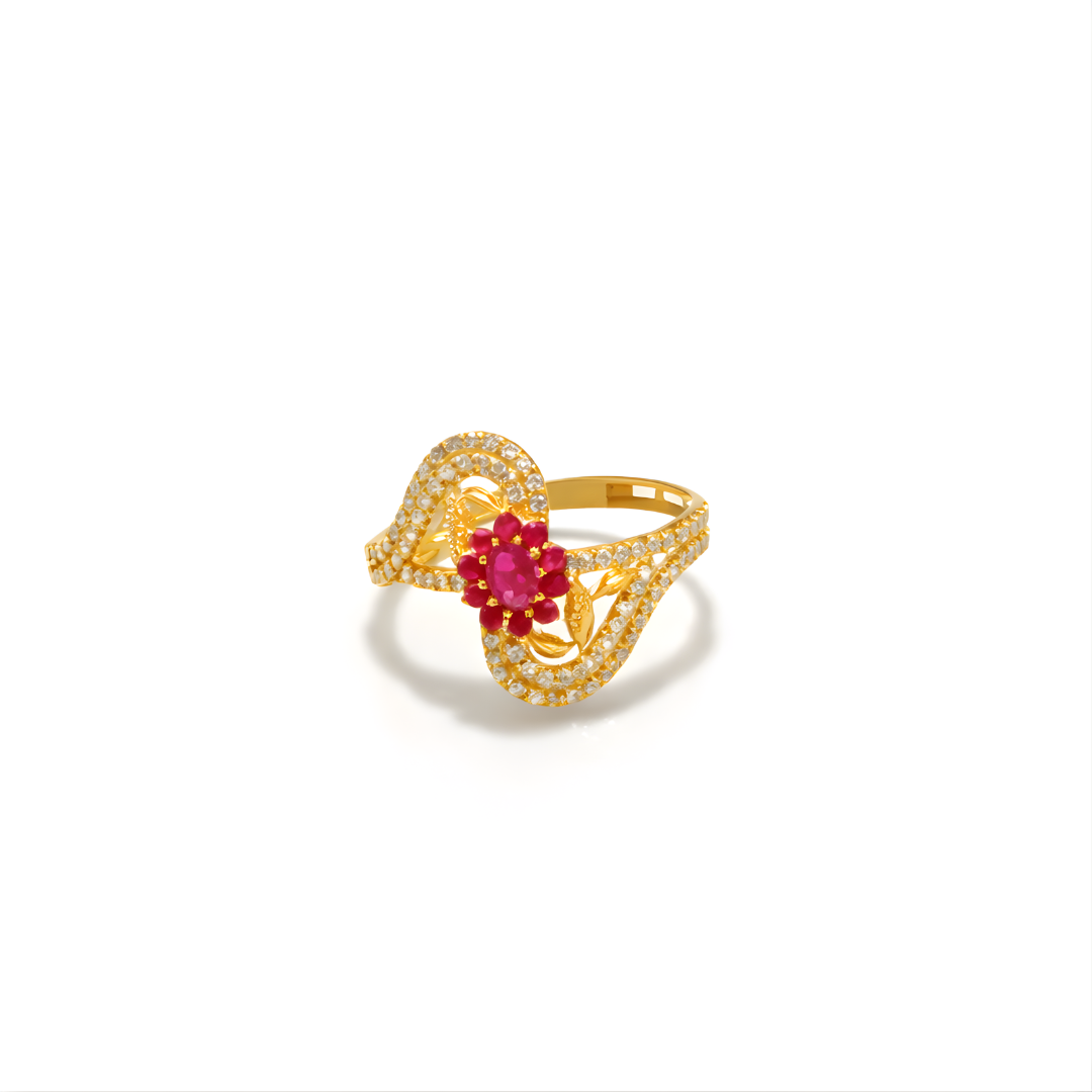 Gold Red Ring 22KT 1.6 G