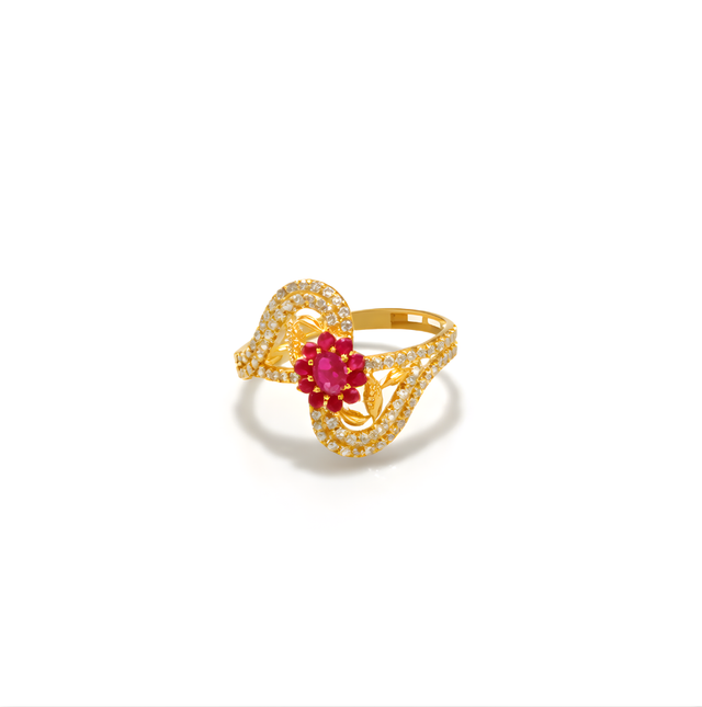 Gold Red Ring 22KT 1.6 G