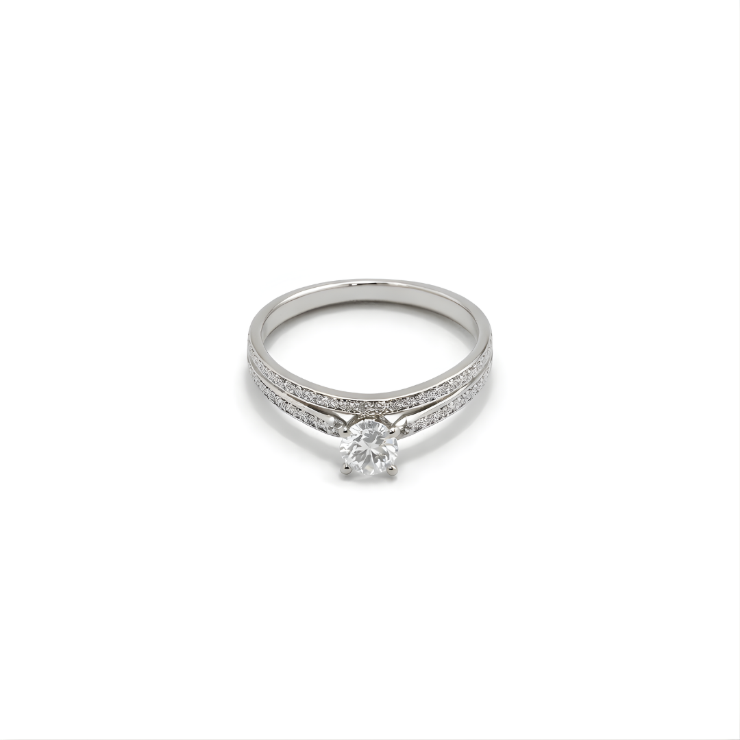 Silver Ring 18 KT  GW- 4 G   NW-3.81 G   CVD-0.36/0.57 CTS  VVS